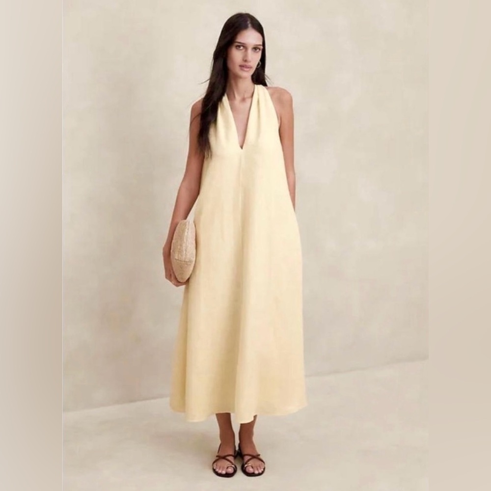 NWT Banana Republic Pauline Linen Midi Dress